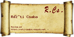 Réti Csaba névjegykártya