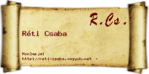 Réti Csaba névjegykártya